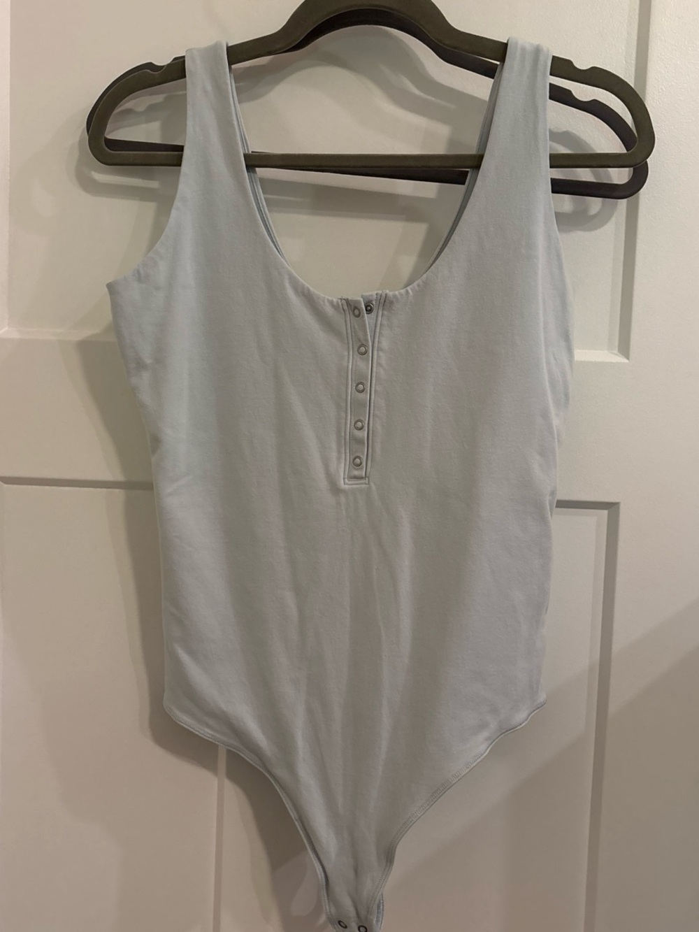 Abercrombie & Fitch Pale Blue Scoop-Neck Button-Front Bodysuit